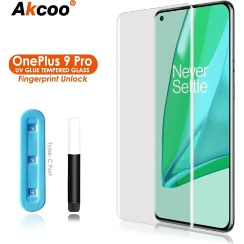 UV Glass for OnePlus 9 Pro Screen Protector full screen glue fingerprint unlock for OnePlus 7 8 Pro 5G tempered glass film