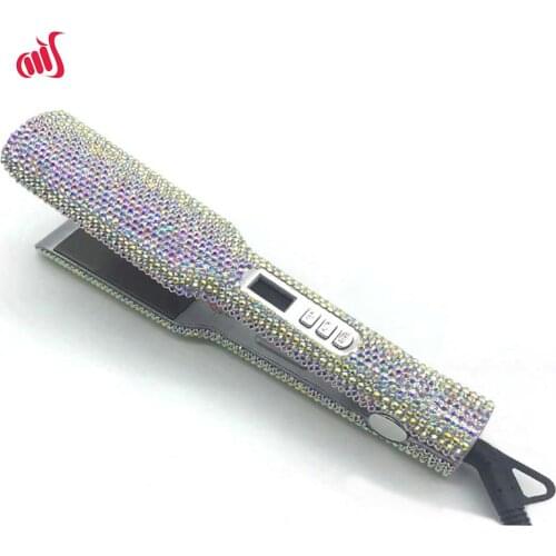 Hair Straightener 2 Inch Bling Crystal Flat Iron Professional Nano-Titanium Plate Straightening Iron, MCH Instant Heat-up 480