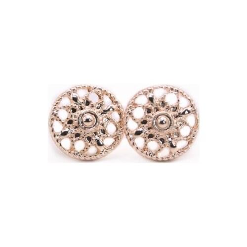 Trendy New Round Earring Cute Flowers Style Stud Earrings Gold White Rose Color Suitable For Women