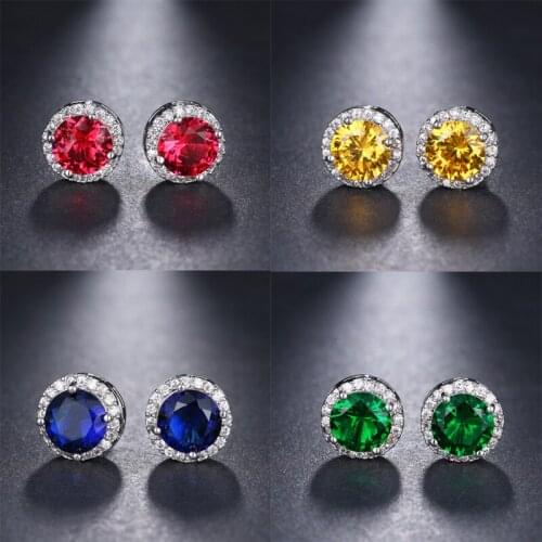ORZTOON Korean Style Minimalist All-match Zircon Earrings For Women Trend Color Crystal Exquisite Cute Earrings Jewelry Wedding