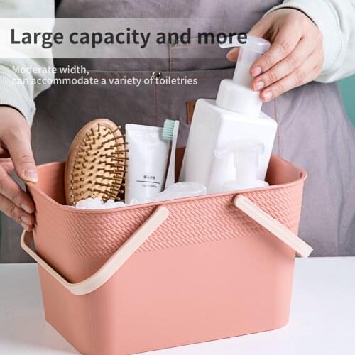 1pc Bath Basket Shower Storage Basket with Handle Makeup Organizer Sundries Storage Box Case Bath Organizer