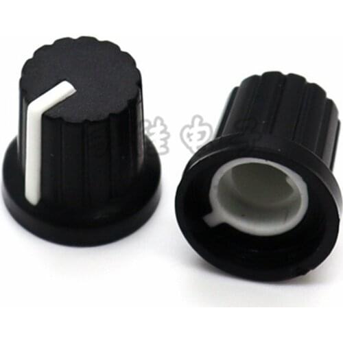 10 Pieces Plastic Knob Cap Diameter 15mm Height 15mm 180 Degree D-Shaft Inner Hole 6mm Potentiometer Encoder Adjustment Knob