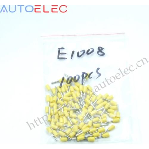 100pcs E1008 Ferrule Terminal Cord End Terminal AWG18 1mm2 Copper Brass Wire Copper Insulated Crimp Pin Connector And Terminals