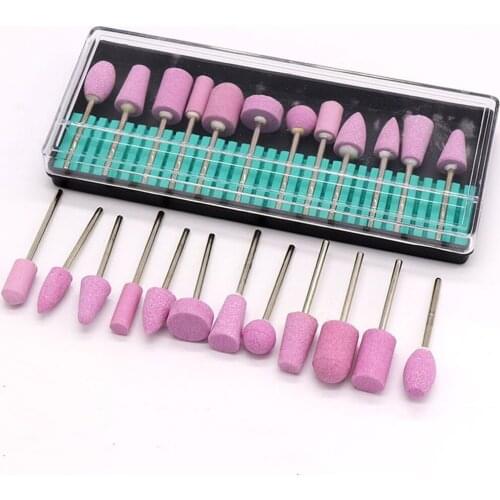 12pcs/set Cutters For Manicure Machine Quartz Scrub Stone Diamond Nail Drill Bit Rotary Burr Grinding Mill Pedicure Kit