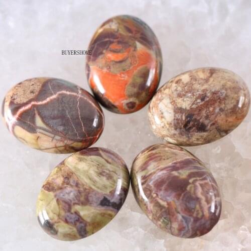 18x25MM Oval CAB Cabochon Natural Stone Beads For Making Necklace Bracelet Earrings Green Jaspe 5Pcs K558