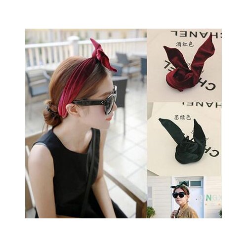 1pcs Cute Velvet Bunny Wire Wrap Headband Hair Band Women Girls Hair Accessories Turban Bandage On Head Bandana