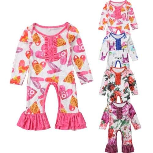 2019 Baby Clothes Newborn Baby Girl Floral Clothes Long Sleeve Jumpsuit Romper Outfits 4 Colours