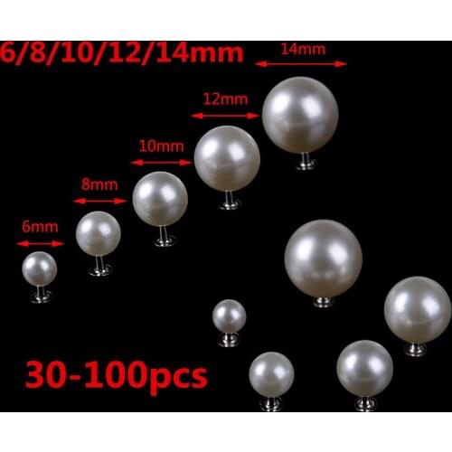 30-100pcs DIY Pearl Cap Rivets Craft Repair Pearl Knitting Lace Hat Hair Uppers Decor Clothing Accessories 6/8/10/12/14mm