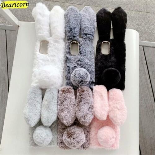 3D Plush Case For Samsung Galaxy A3 A5 A6 A7 A8 A9 J1 J2 J3 J4 J5 J6 J7 J8 Plus Prime Pro Core 2017 2018 Furry Rabbit Fur Cover