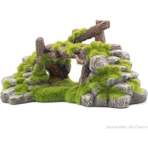 Aquarium Resin Moss Bridge Fish Play Cave Decor for Fish Tank Aquarium Ornament Landscape Underwater Ornament D30 20