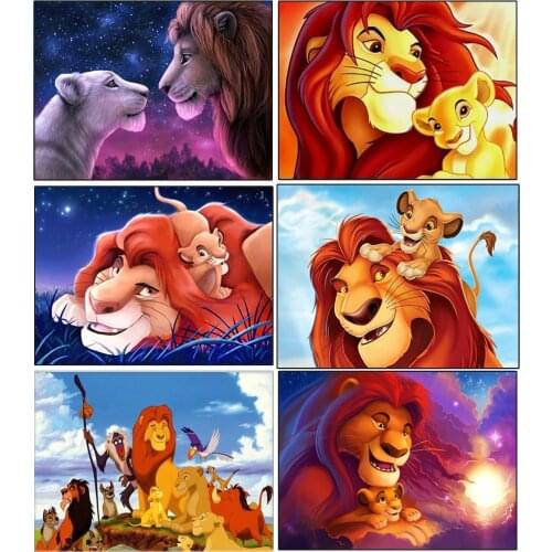 5D Diamond Painting Full Square/Round Drill Lion King Simba 5D Diamond Embroidery Cartoon Animal Cross Stitch Mosaic Picture