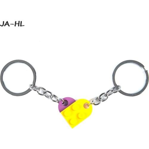 Love Heart Brick Keychain for Couples Friendship Key Ring Jewelry Gift 2Pcs/set