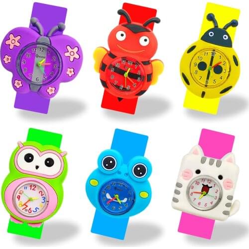 Cartoon Cat Watch Kids Bracelet Toy 3D Lovely Butterfly/bee/ladybug/owl/frog Pattern Baby Watch Children Quartz Watches Clock