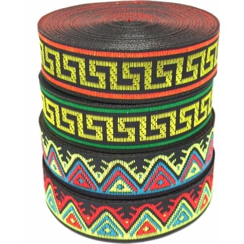 ZERZEEMOOY 3/4" 20mm 9Yard/lots Polyester Woven Jacquard Ribbon black background Geometric totem MZZD17112405