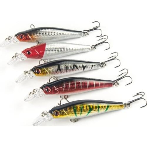 HiUmi 1 piece of 8 cm 7.9 g minnow artificial bait bait crank bait fishing tackle with tweeter hook bait for bass fishing