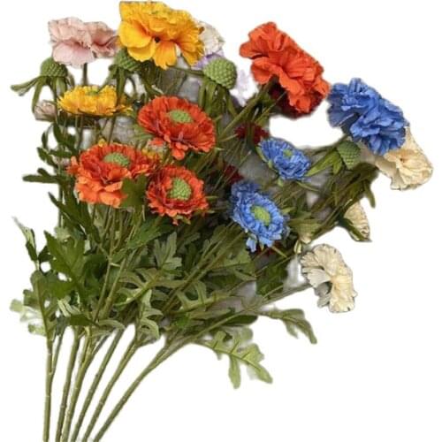 5Pcs Fake Long Stem Pine Cordyceps (5 Stems/Piece) Simulation Chrysanthemum for Wedding Centerpiece