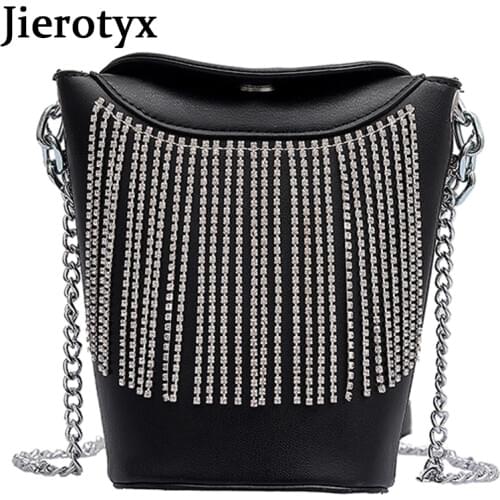 JIEROTYX Classical Female Bag Medium size Tassel Shoulder bag in Buckets Leisure Leather High-end Handbag Luggage Travel Bags