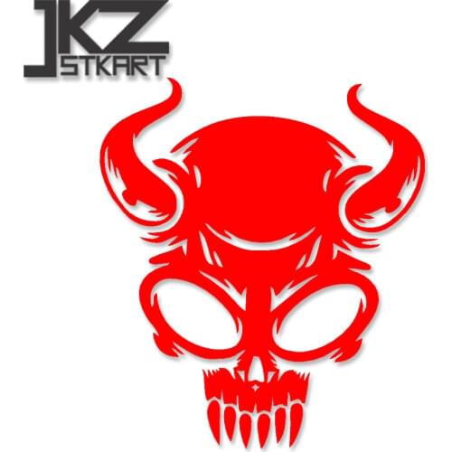 JKZ STKART Vinyl Die Cut Car Stickers Decals Devil Skull 14 x 12 cm for Motor Bike Laptop Helmet Decorated Stickers