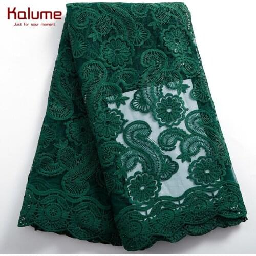 Kalume African Net Lace Fabric Brocade Tissue 5 Yard 2021 High Quality Tissue French Nigerian Lace Fabric For Wedding H2432