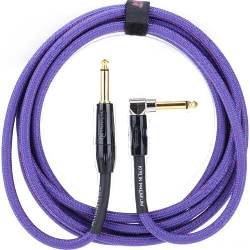 Kirlin 3m/10 Feet Straight to Right Angle 1/4-Inch Plug Premium Plus Noise-free Instrument Guitar Bass Cable, Purple