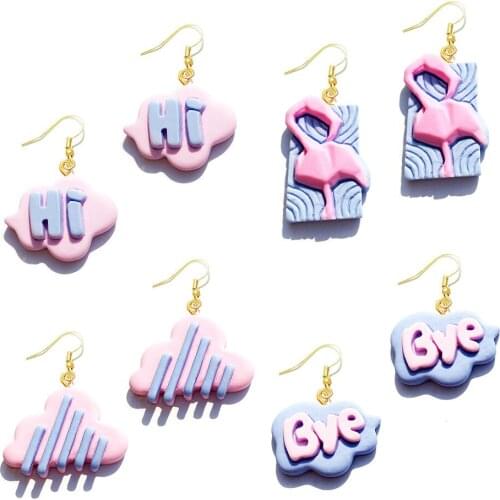 Hand Made Korean Fashion Funny Resin Drop Earrings for Women Cute Flamingo Dangle Earring Creativity Personality Jewelry Gift