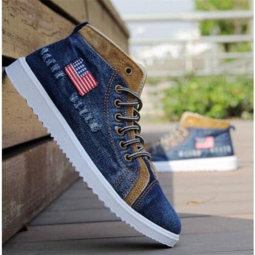 Spring/Autumn Breathable Cowboy Mens Casual Shoes Breathable High Top Male Canvas Shoes Wild Student Sneakers High-top Shoes