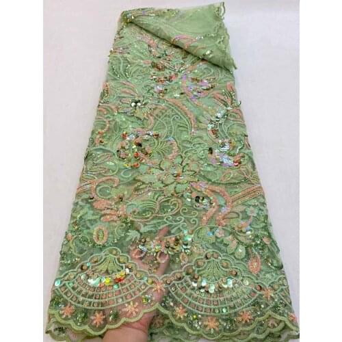 High Quality Lace Fabric Sequin Embroidery French Tulle Mesh Fabric DIY Design Sewing Ladies Wear Dress Skirt 5 Yards Wholesale