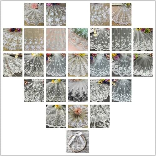 1 Yards Lace Trim 38 Types White Flower Lace African Embroidered Fabrics Lace DIY Crafts for Dress Sewing Clothing