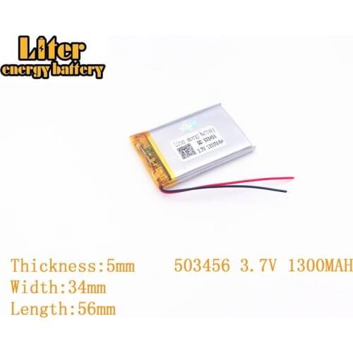 Liter energy battery 3.7V 1300mAh 503456 plug Lithium Polymer Rechargeable Battery For MP3 MP4 MP5 Lithium polymer battery