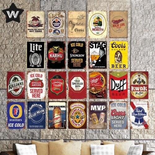 Duff Beer Metal Poster Tin Sign Vintage Wall Stickers Metal Plaque Ice Cold Beer Metal Sign Retro Plate for Club Man Cave Decor