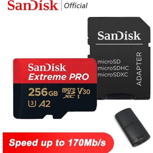 Orig SanDisk Micro SD Card 256GB Up to 170MB/s Extreme Pro 128GB 64GB A2 V30 U3 TF Card 32GB A1 Memory Card With SD Adapter