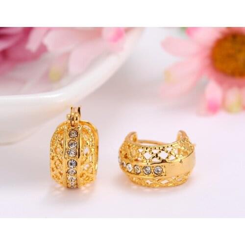 2 pairs Cute Romantic Style Earrings Jewelry Gold Paved with AAA Cubic Zircon Hoop Earrings for Women