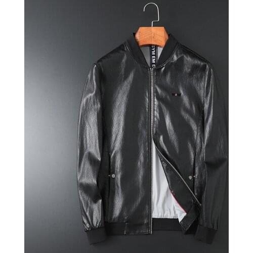 2021 Spring and Autumn New Haining Leather Slim Korean Style Detachable Hooded Mens Baseball Collar Leather Jacket Jacket Men