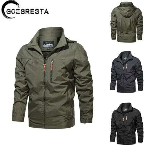 Men Outdoor Fishing Windproof Jacket 2021 Autumn Hooded Military Tactics Coat Multi-Pocket Waterproof Fashion Casual Jacket Men