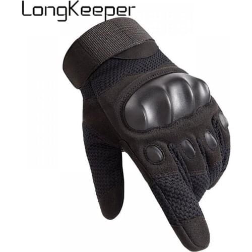 LongKeeper Tactical Full Finger Gloves Men Touch Screen Mittens Military Army Outdoor Riding Fitness Hiking Glove Black Luvas