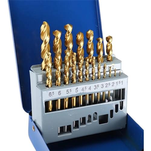 19Pcs Titanium Coated M42 Twist Drill Bit 8% High Cobalt HSS Drill Bit Set Industrial Grade 1-10mm for Stainless Steel Drilling