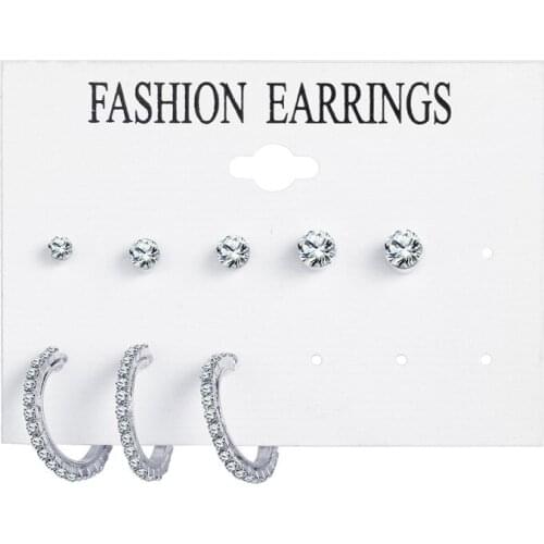 Bohemian Circle Star Crystal Earrings Set For Woman Moon Heart Earring Female Fashion Beads Jewelry christmas gifts for women