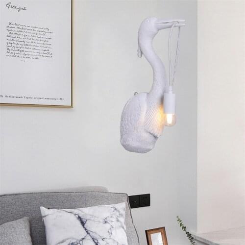 Nordic White Crane Resin Wall Lamps Bedroom Model Room Living Room Lighting Fixtures Staircase Corridor animal Wall Lights Decor
