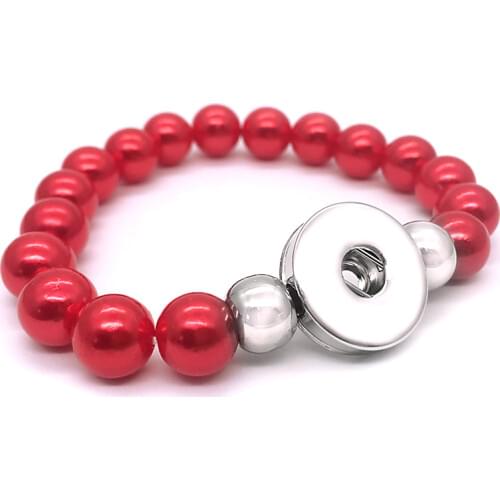 New Arrival 213 Interchangeable Candy Colors Expandable Stretch Acrylic Bead Bracelet 18mm Snap Button Jewelry women gift