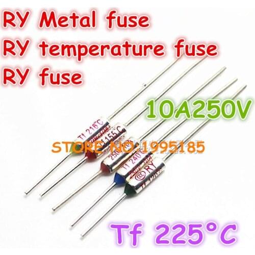 RY 50pcs/lot New Micro thermal fuse 10A250V Tf 225 Degrees TF225 C Mini temp fuse metal shell Thermal Cutoff