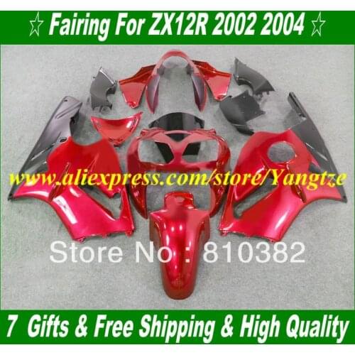 Full tank cover Fairing kit for KAWASAKI Ninja ZX12R 02 03 04 05 ZX 12R 2002 2004 2005 ZX-12R Hot Red ABS Fairings set KH17