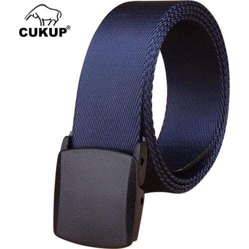 CUKUP Brand Name Designer Quality Outdoor Wear Resistant Canvas Belts Thickening Plastic Buckle Male Accessories Belt CBCK074
