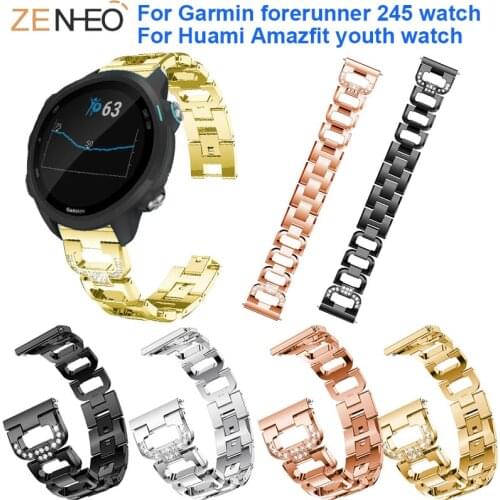 20mm watch band For Samsung Galaxy Watch 42mm Metal womens bracelet watches strap For Garmin forerunner 245/245M wristbands