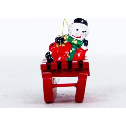 Christmas Sleigh Pendant Christmas Tree Ornament Hanging Snowman Santa Elk Wooden Pendant