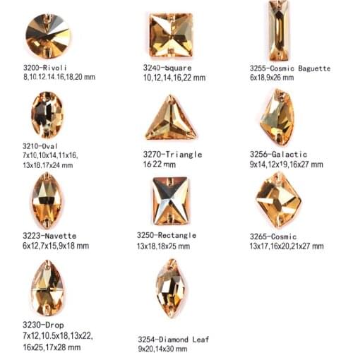 Mixed Shapes Sew on Stones 001GSHA Crystal Golden Shadow Rhinestones Sew on buttons DIY garment Craft Dress Rivoli Drop Strass