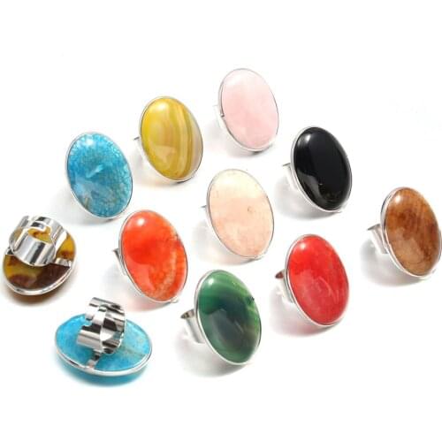 Vintage Boho Open Adjustable Agates Rings Women Jewelry Natural Stone Quartz Fashion Rings Gifts