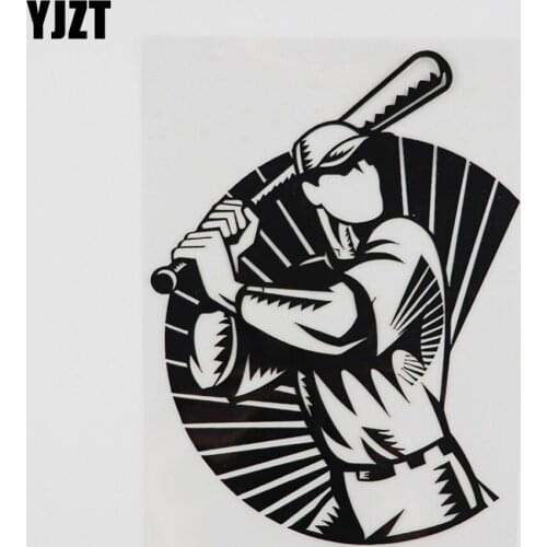 YJZT 11.9CMX15.9CM Funny Baseballspieler Sport Decal Vinyl Car Sticker Black/Silver 8A-0220