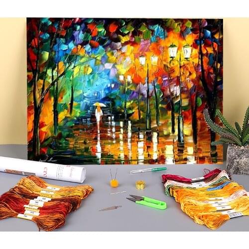 Lady In White Pre-Printed 11CT Cross-Stitch DIY Embroidery Full Kit DMC Threads Hobby Handicraft Sewing Handiwork Stamped