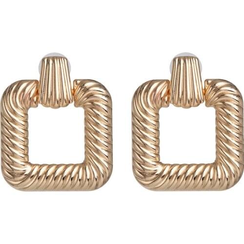 2020 New Exaggerated Alloy Stud Earrings For Women Geometric Square Metal Earing Gold Silver Color Earings Creative Jewelry
