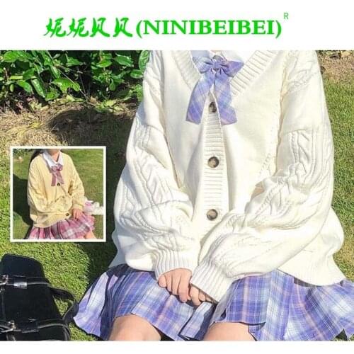 Sweater Cardigan Women Autumn Winter New V Neck Pearl Single Breasted Loose Short Thicken Sweater Sweet Long Sleeve Knitting Top